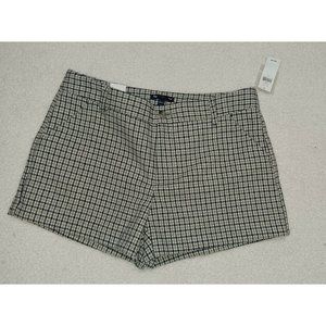 Gap Womens Sz 4 Gray Navy White Wool Houndstooth Check Print Trouser Shorts 3"